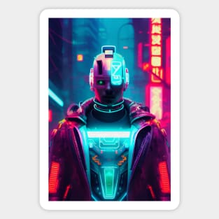 Abstract Cyberpunk Cyborg Magnet
